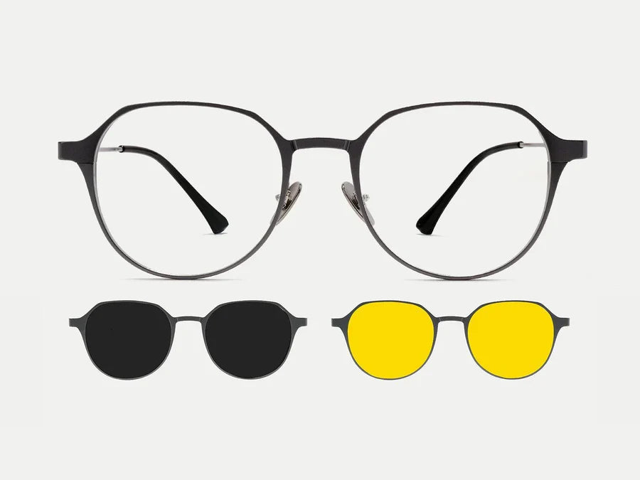 Oval Titanium Magnetic Sunglasses (5-in-1) Gunmatel